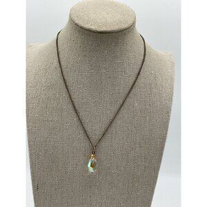 Vintage Crystal Pendant Necklace With Gold-Tone Chain